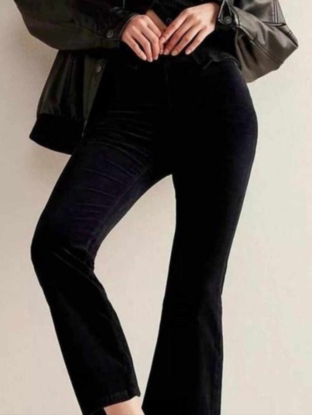 Free People Black In My Feelings Velvet Flared Pants